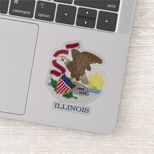 Red White en Gold Eagle Flag van Illinois Sticker (Detail)
