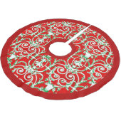 Red White en Green Damask Kerstboom Rok (Gekanteld)