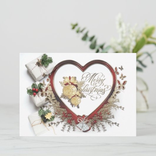 Red White en Green Modern Victoriaans kerst Feestdagenkaart (Staand voorkant)