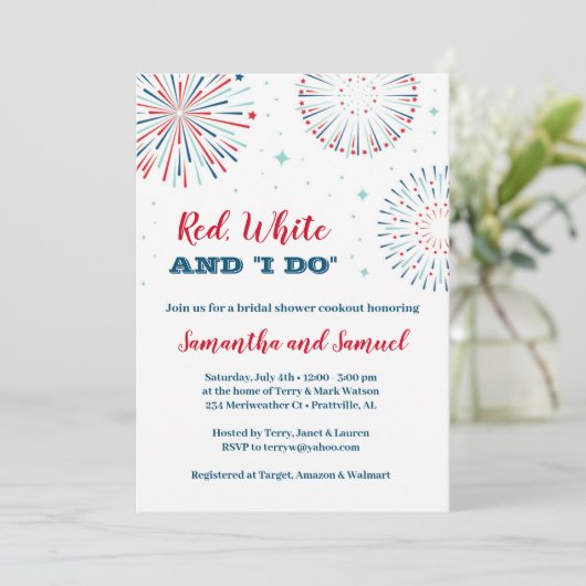Red, White en I DO Bridal Shower Invitation Kaart (Staand voorkant)