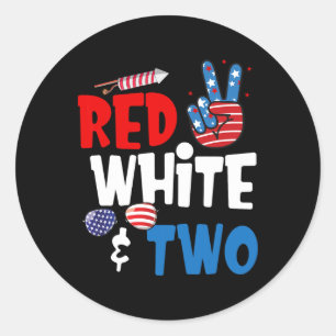 Red White en twee verjaardagen 4 juli Amerikaanse Ronde Sticker