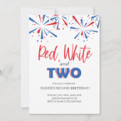 Red White en Two Birthday Invitation Kaart (Voorkant)