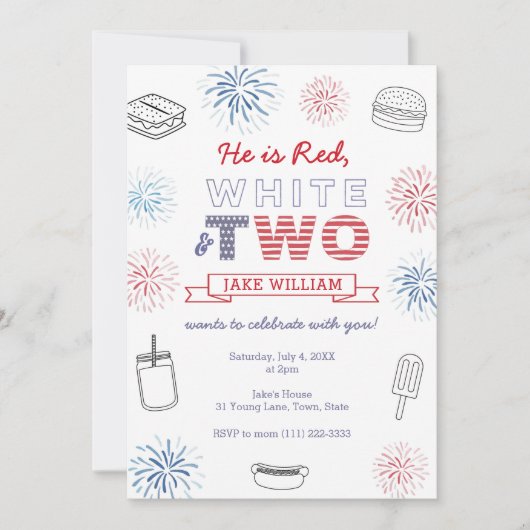 Red White en Two Cookout 2e verjaardag Kaart (Voorkant)