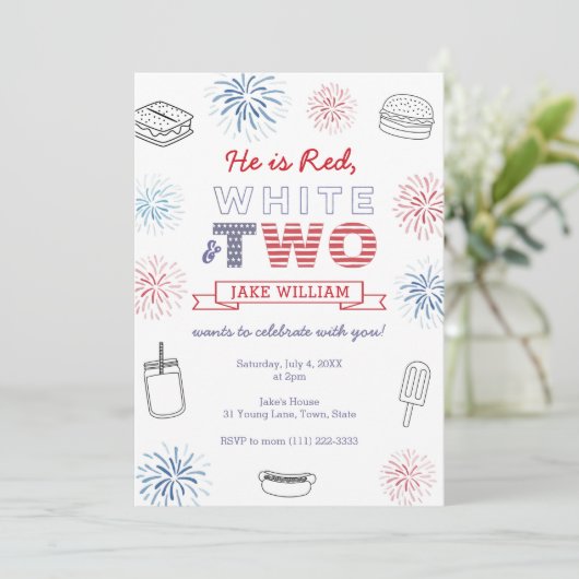 Red White en Two Cookout 2e verjaardag Kaart (Staand voorkant)