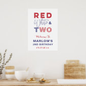 Red White en TWO Unisex 2e verjaardag Poster (Keuken)
