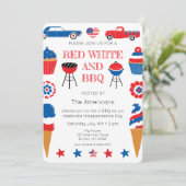 Red White et BBQ 4 juillet Invitation (Debout devant)