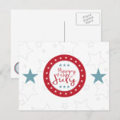Red White et Blue Stars 4 juillet Cartes postales (Devant / Derrière)