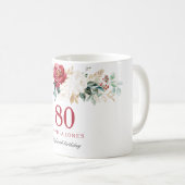 Red & White Festive 80th Birthday Cadeau café Mug (Devant droit)