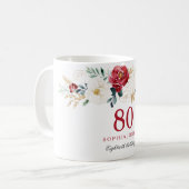 Red & White Festive 80th Birthday Cadeau café Mug (Devant gauche)