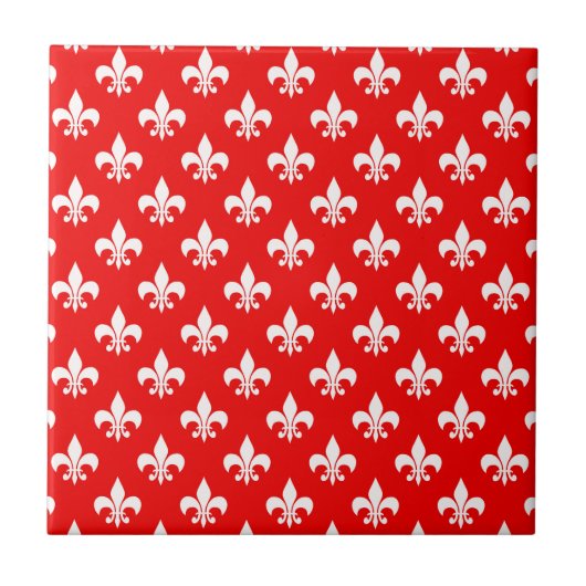 Red White Fleur-de-lis Tegeltje (Voorkant)