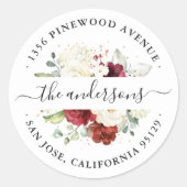 Red White Floral Address Envelope Seal Sticker (Voorkant)