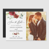 Red White Floral Chic Wedding Save the Date Magnet (Voorkant / Achterkant)