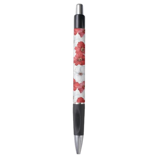 Red White Flowers Wedding Pen (Voorkant Verticaal)