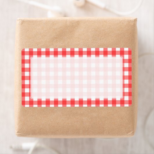 Red White Gingham Check Pattern Etiket (Insitu)