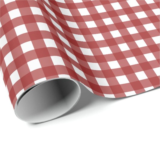 Red White Gingham Check Pset Cadeaupapier (Rol Hoek)
