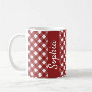 Red White Gingham Check Pset Koffiemok
