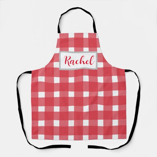 Red White Gingham, gepersonaliseerd Schort (Voorkant)