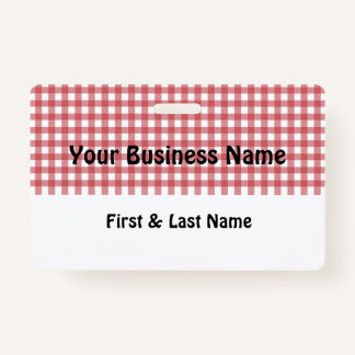 Red & White Gingham Name Badge