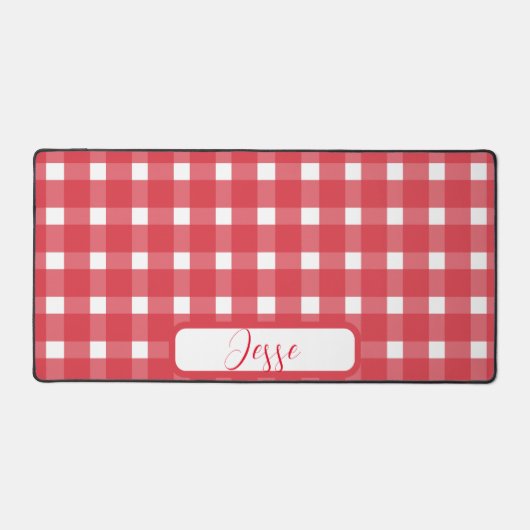 Red White Gingham Pattern Bureaumat (Voorkant)