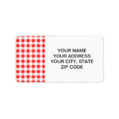 Red White Gingham Pattern Etiket (Voorkant)
