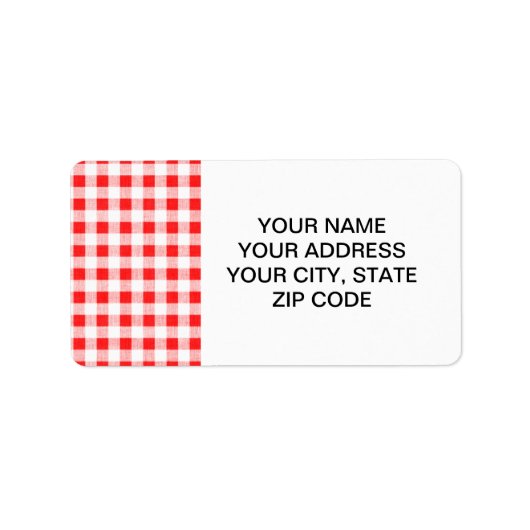 Red White Gingham Pattern Etiket (Voorkant)