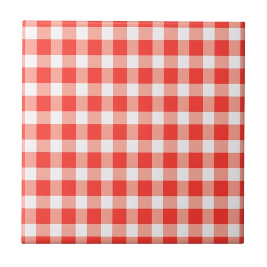 Red White Gingham Pattern Tegeltje (Voorkant)