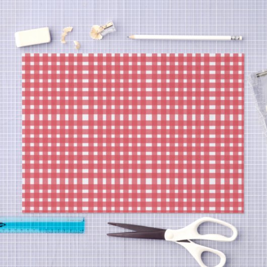 Red White Gingham Pattern Tissuepapier (Craft)