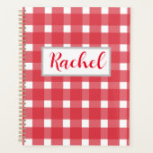 Red White Gingham Personalized Planner (Voorkant)