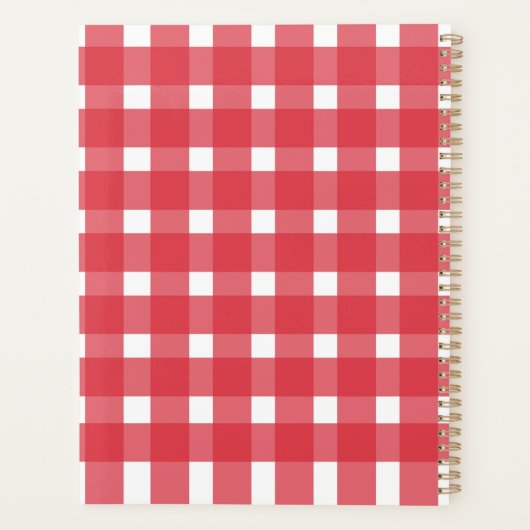 Red White Gingham Personalized Planner (Achterkant)