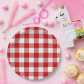 Red & White Gingham Summer Picnic Papieren Bordje (Feest)
