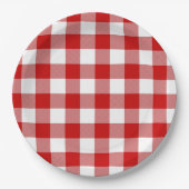 Red & White Gingham Summer Picnic Papieren Bordje (Voorkant)