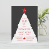 Red White Glitter Star Tree Corporate Kerstmis Kaart (Staand voorkant)