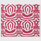 Red & White God Is Love - Christmas Scripture Star Cadeaupapier (Vlak)