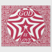 Red & White God Is Love Star Pattern Christmas  Cadeaupapier (Vlak)