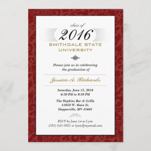Red White & Gold (pour elle) Élégante Invitation d