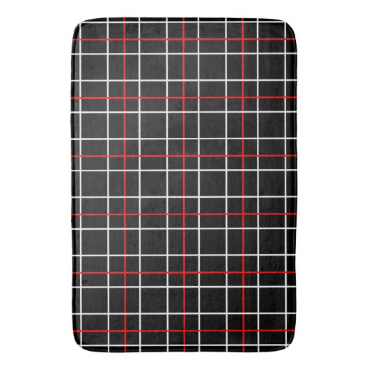 Red White Graphical Lines Black Plaid Design  Badmat (Voorkant Verticaal)