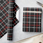 Red White Graphical Lines Black Plaid Design  Cadeaupapier