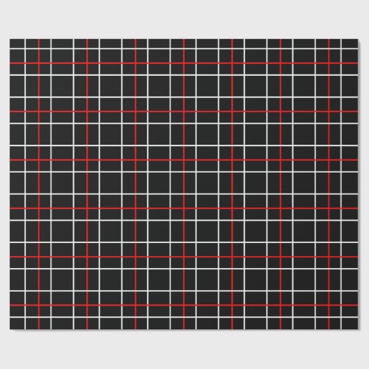 Red White Graphical Lines Black Plaid Design  Cadeaupapier (Vlak)