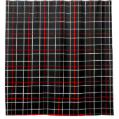 Red White Graphical Lines Black Plaid Design  Douchegordijn (Voorkant)