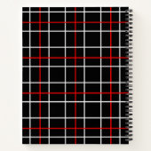 Red White Graphical Lines Black Plaid Design  Notitieboek (Achterkant)