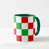 Red White Green Checkered Pattern Design  Mok (Voorkant rechts)