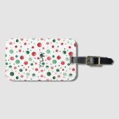 Red White Green Dots Christmas Bagagelabel (Voorkant (horizontaal))