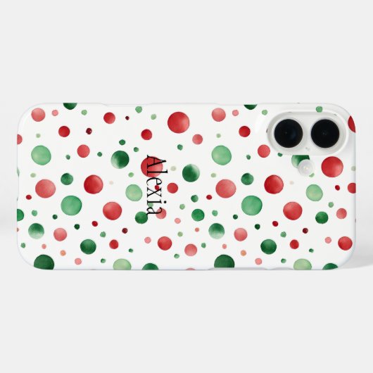 Red White Green Dots Christmas Case-Mate iPhone Case (Achterkant (horizontaal))