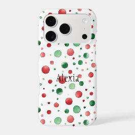 Red White Green Dots Christmas iPhone 16 Plus Hoesje