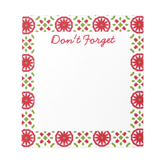 Red White Green  Geometric vergeet het niet Notitieblok (Voorkant)