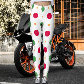 Red White Green Polka Dot Pattern Winter Christmas Leggings