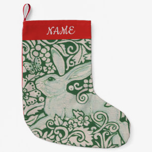 Red White Green Rabbit Stocking Personalize Folk Kleine Kerstsok
