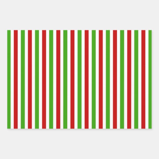 Red White Green Stripes Pattern Inpakpapier Vel (Voorkant)