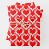 Red White Hearts Pattern Inpakpapier Vel (In situ)