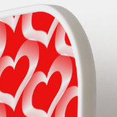 Red White Hearts Pattern Pickleball Paddle (Links Detail)